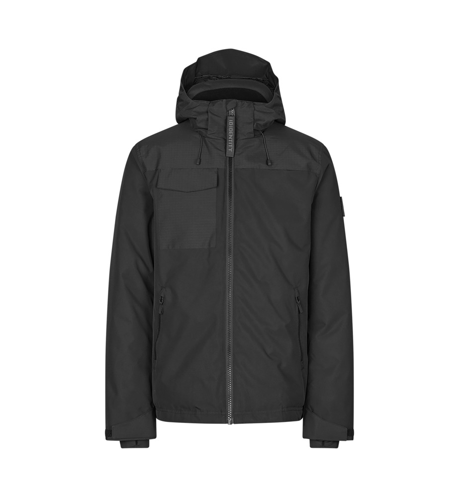 Gewatteerde winterjas met capuchon - Zwart (C-900)