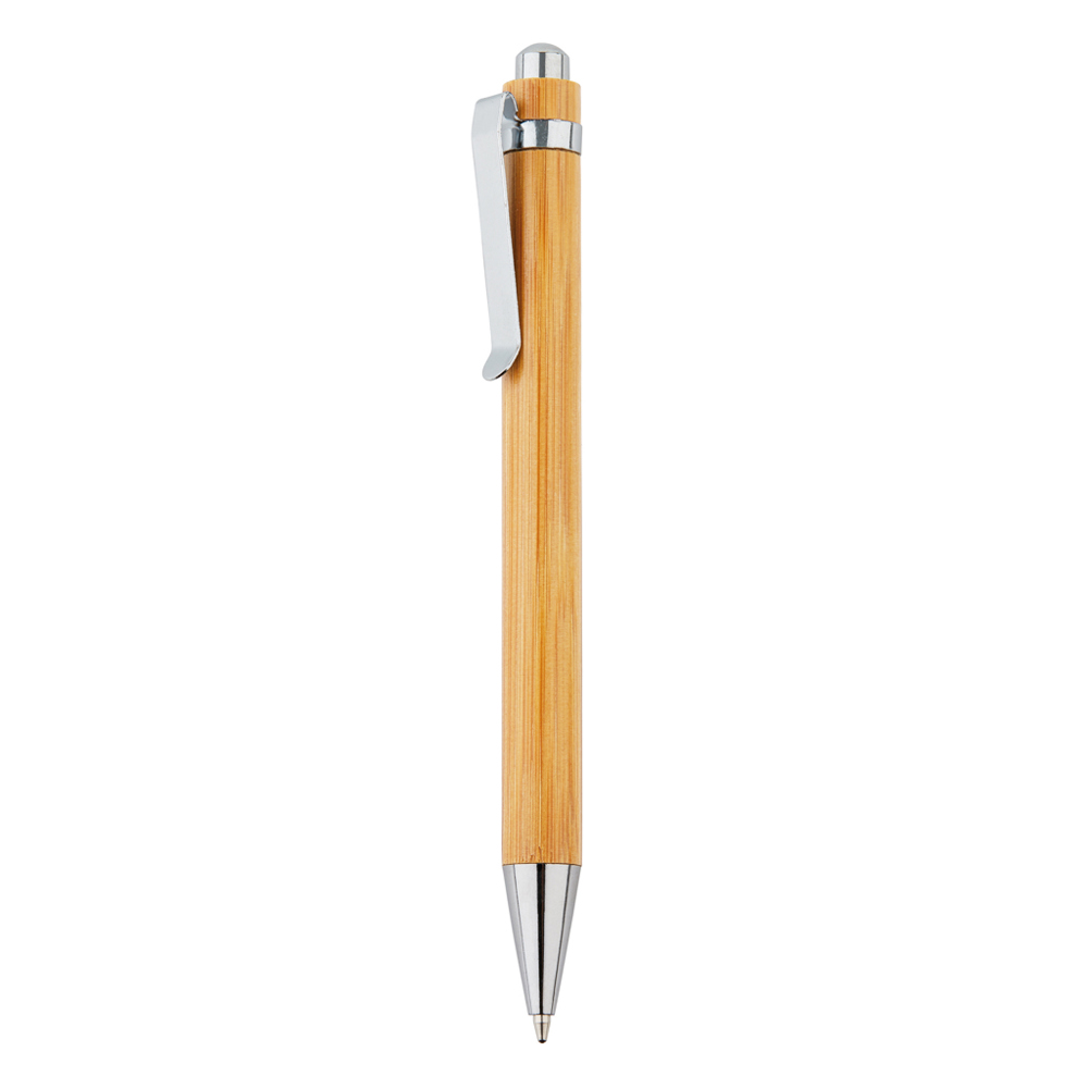 Bamboe balpen - bruin, zilver (± PMS 464/ ± PMS 428)
