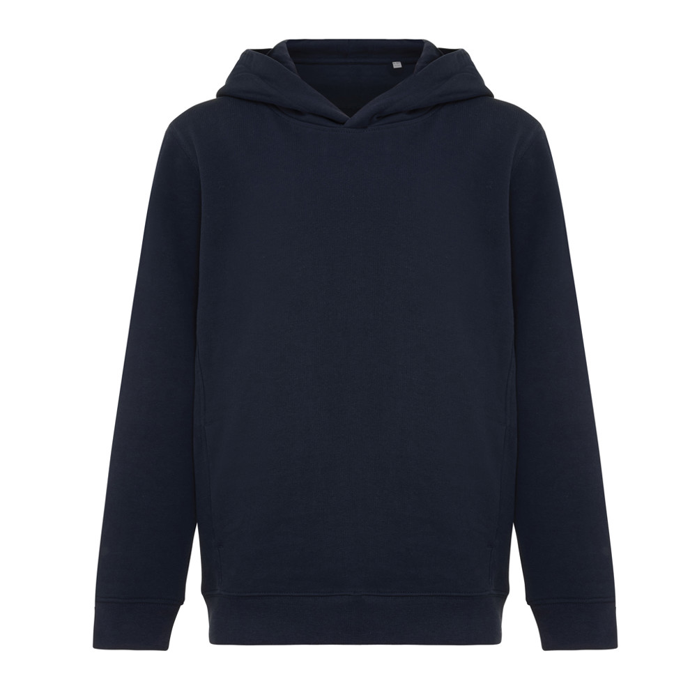 IQONIQ Yengo kids recycled katoen hoodie met steekzakken - donkerblauw (± PMS 19-3923TCX)