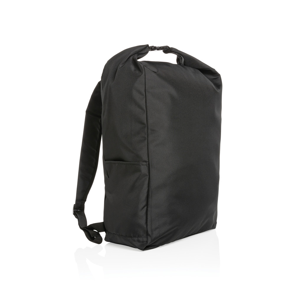 Impact AWARE™ RPET lichtgewicht rolltop rugzak - zwart (± PMS Black)