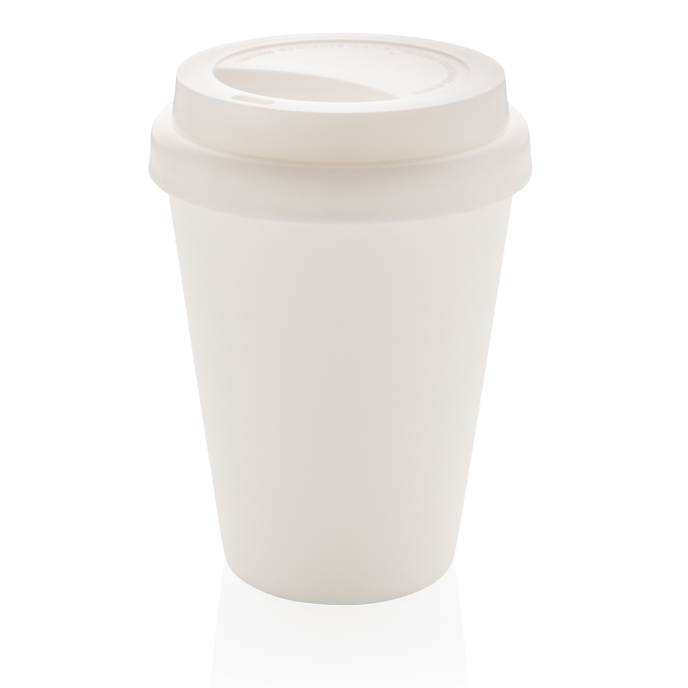 Herbruikbare dubbelwandige koffiebeker 300ml - wit (± PMS White)