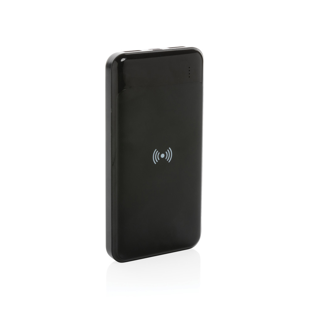 RCS standaard recycled plastic wireless powerbank - zwart (± PMS Black)