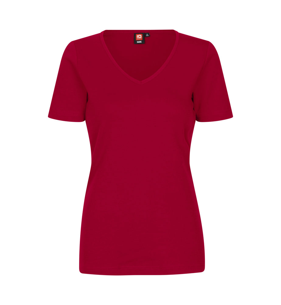 Interlock T-shirt | v-hals | dames - Rood (C-330)