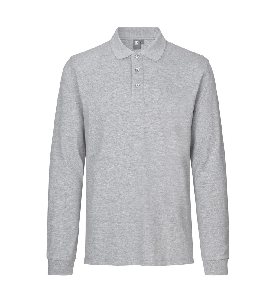 Poloshirt met lange mouw | stretch - Grijs gemêleerd (C-210)