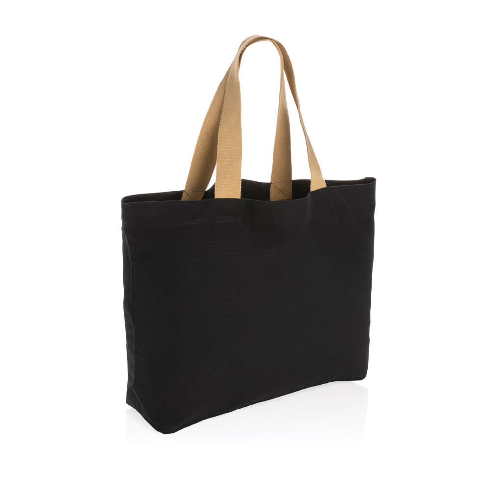 Impact Aware™ recycled canvas XL draagtas 240gsm ongeverfd - zwart (± PMS Black)