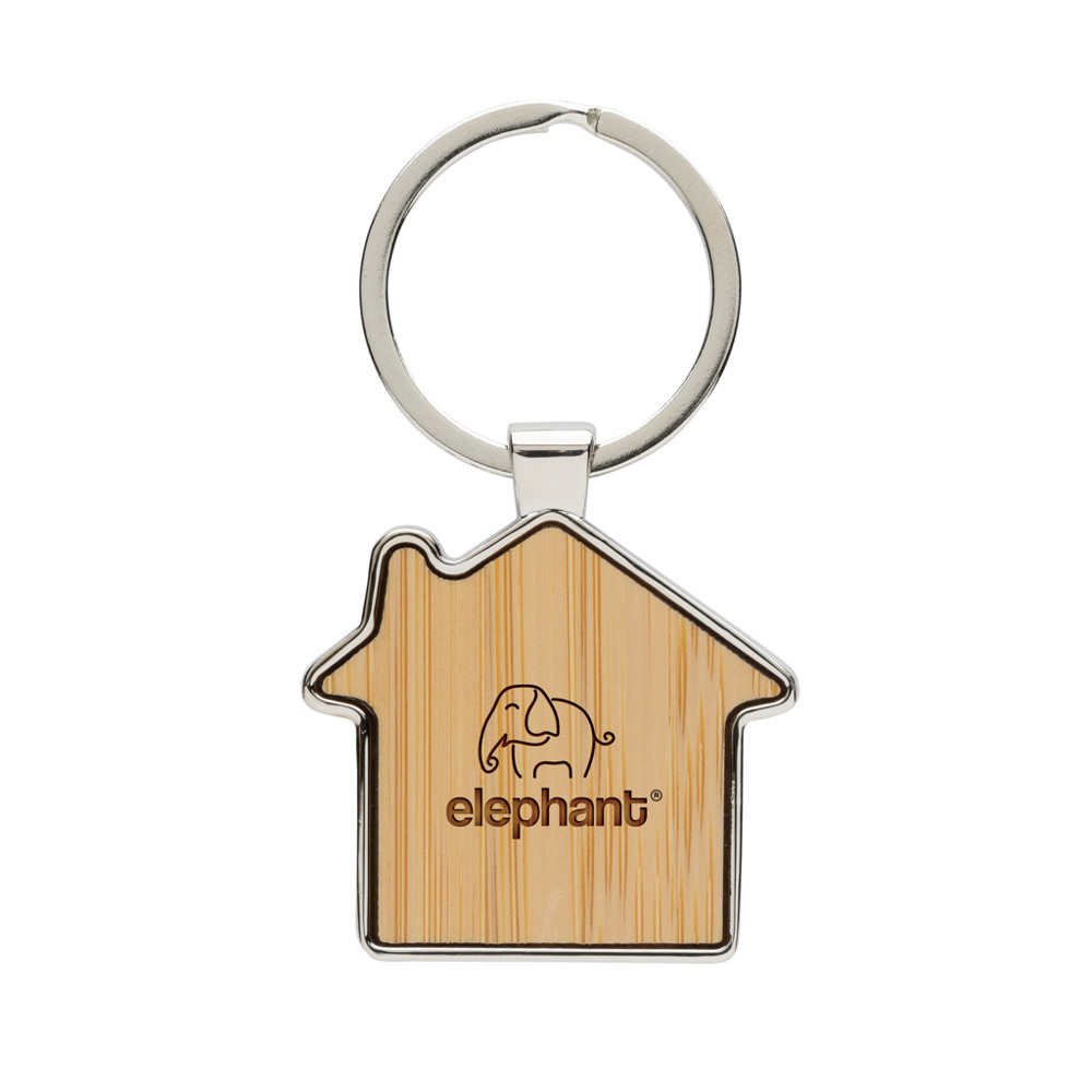 RCS huissleutelhanger van gerecycled zinc alloy met bamboe