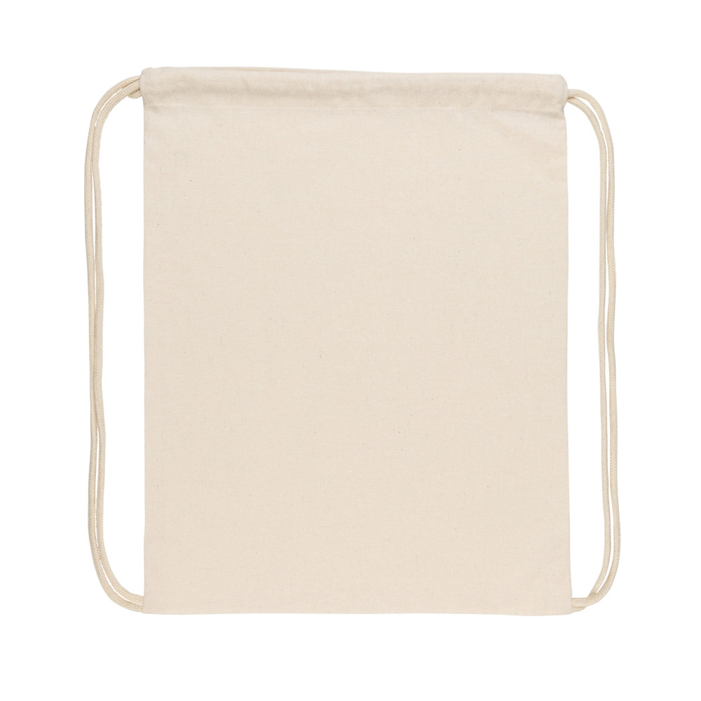 Impact AWARE™ gerecycled katoenen rugzak met trekkoord 145gr