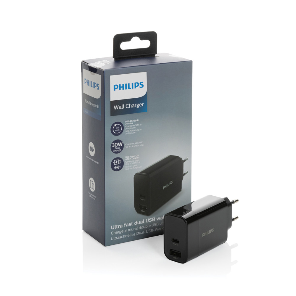 Philips 30W snellader met dual output en PD