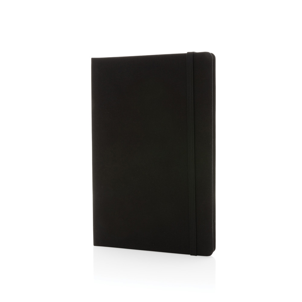 GRS-gecertificeerd RPET A5-notitieboek - zwart, zwart (± PMS Black/ ± PMS Black)