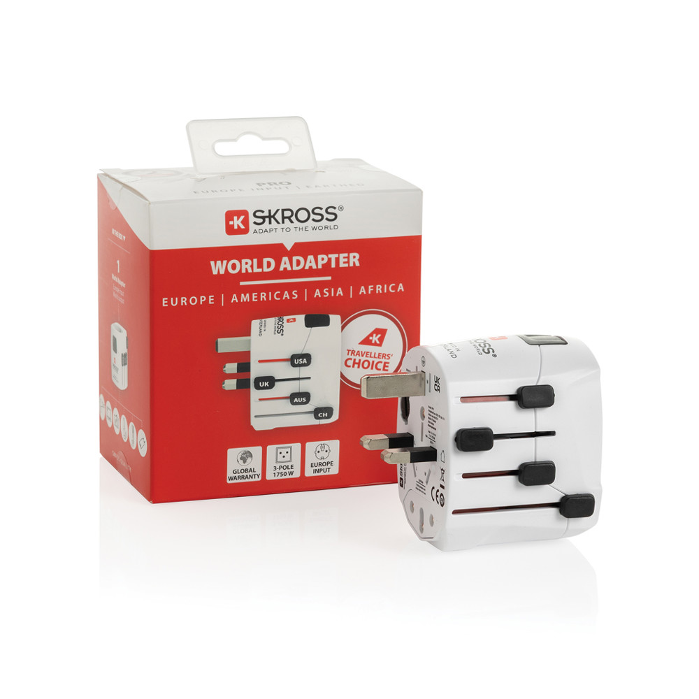 SKROSS Pro 3-polige wereldreisadapter