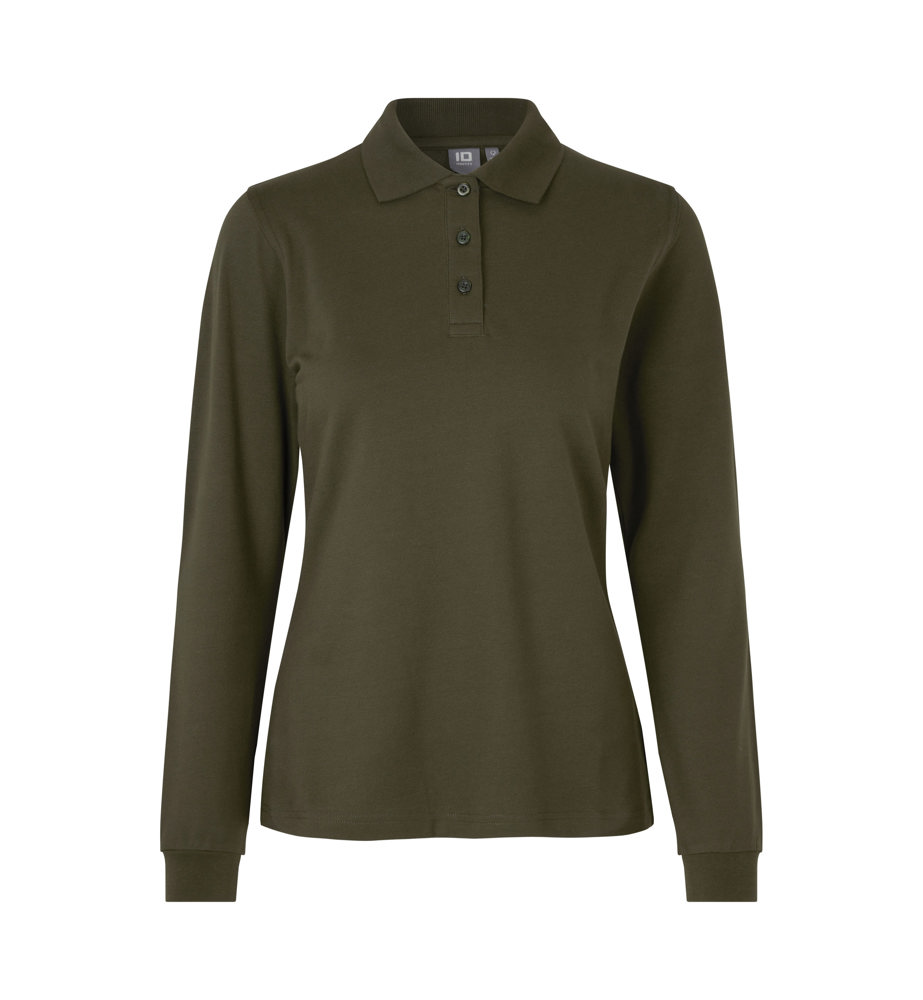 Poloshirt met lange mouw | stretch | dames - Olijf (C-570)