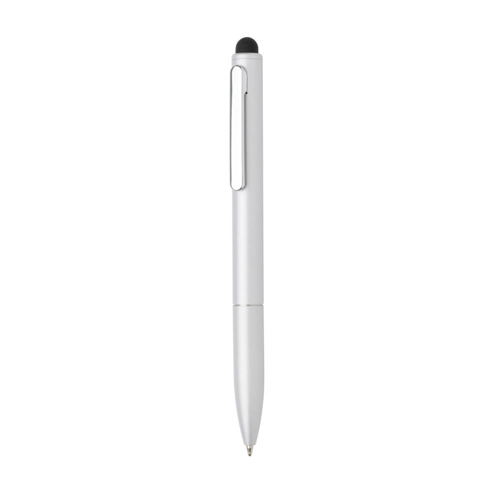 Kymi RCS-gecertificeerde gerecycled aluminium pen met stylus - zilver (± PMS 428)