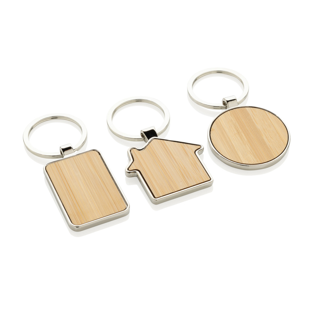 RCS huissleutelhanger van gerecycled zinc alloy met bamboe