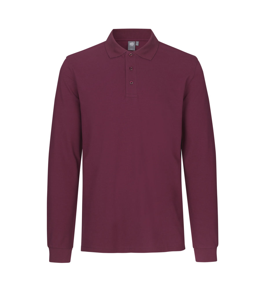 Poloshirt met lange mouw | stretch - Bordeaux (C-345)