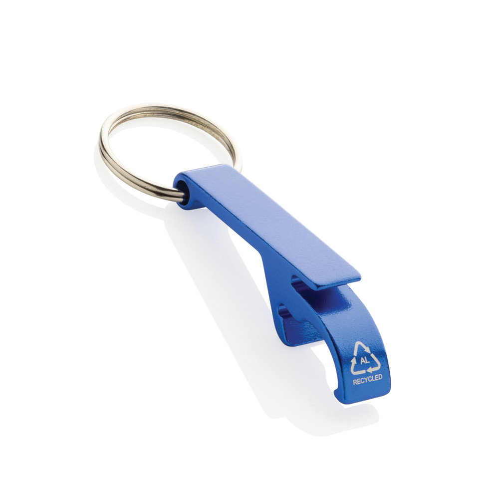 RCS fles- en blikopener van gerecycled aluminium - blauw (± PMS 2736C)