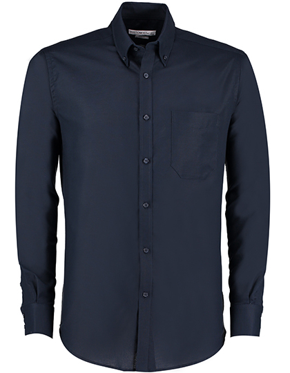 Kustom Kit - Men`s Slim Fit Workwear Oxford Shirt Long Sleeve - French Navy