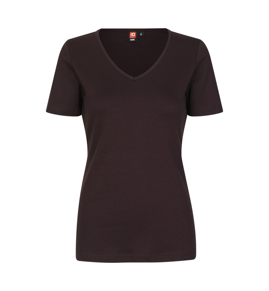 Interlock T-shirt | v-hals | dames - Donker bordeaux (C-294)
