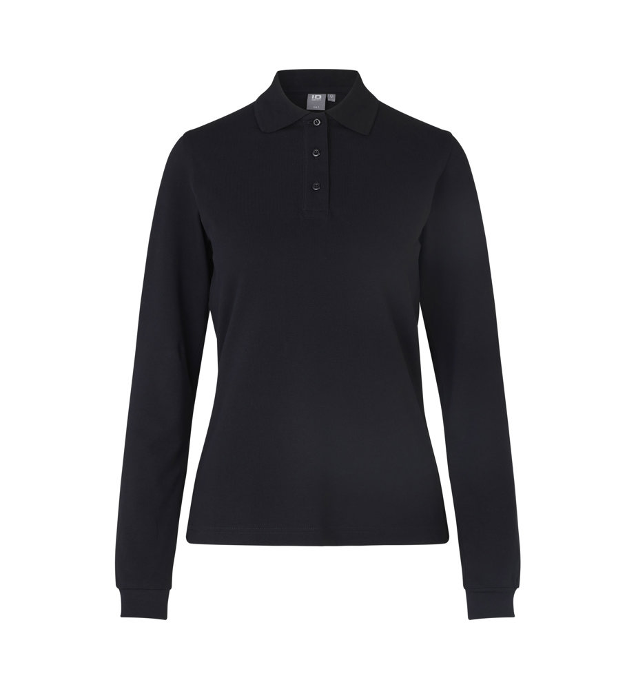 Poloshirt met lange mouw | stretch | dames - Zwart (C-900)