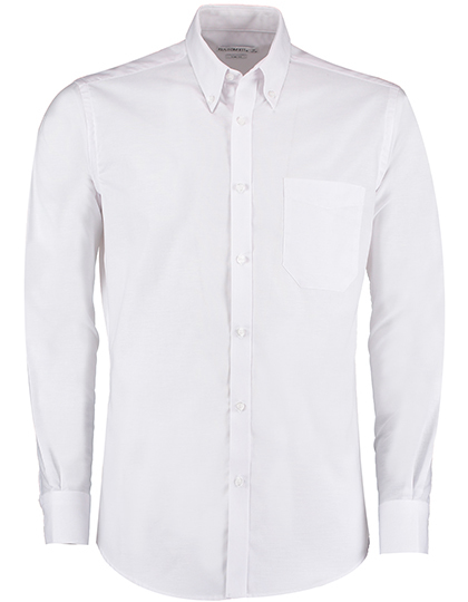 Kustom Kit - Men`s Slim Fit Workwear Oxford Shirt Long Sleeve - White