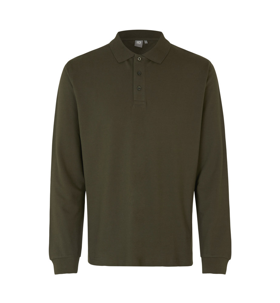 Poloshirt met lange mouw | stretch - Olijf (C-570)