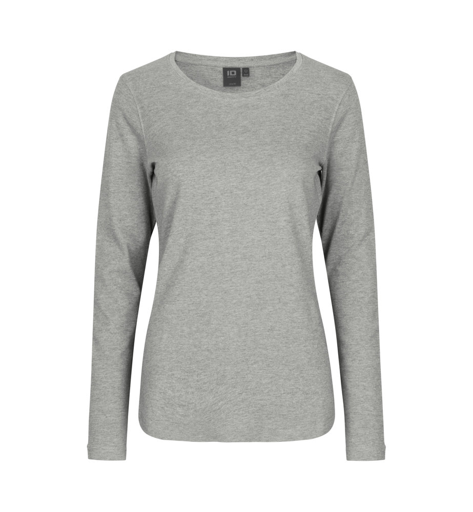 Interlock T-shirt | lange mouw | dames - Grijs gemêleerd (C-210)