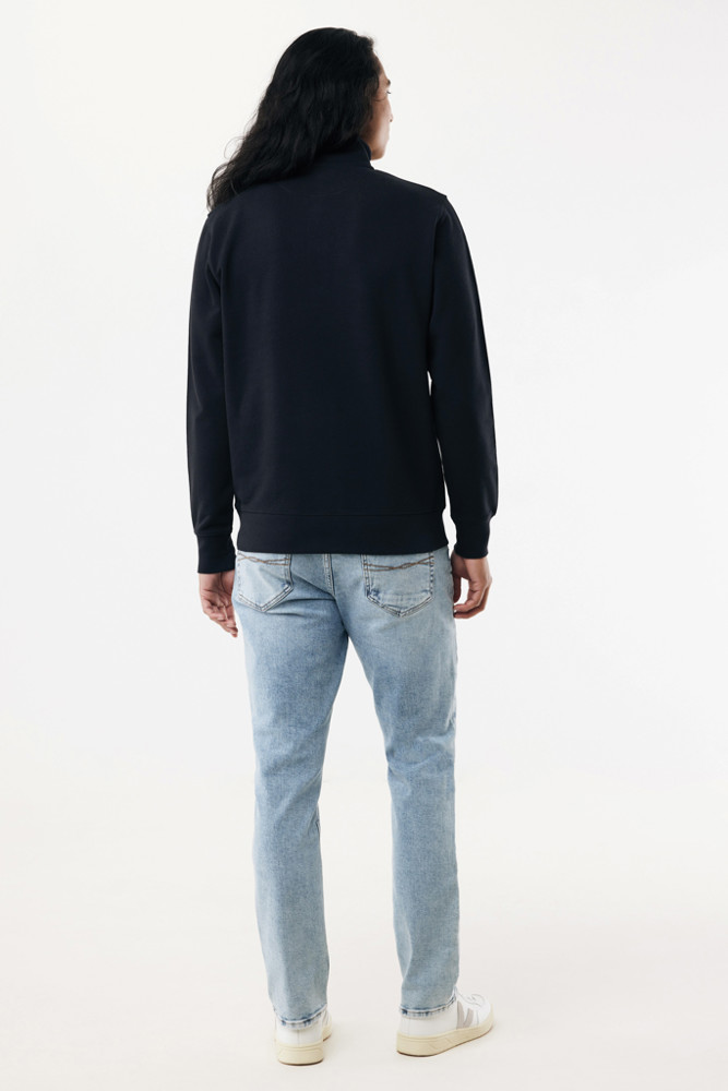 IQONIQ Elgon gerecycled katoen sweater met kwartritssluiting