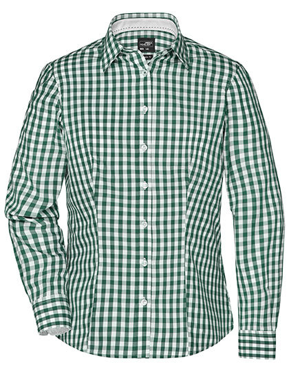 Daiber - Ladies´ Checked Blouse - Forest Green, White