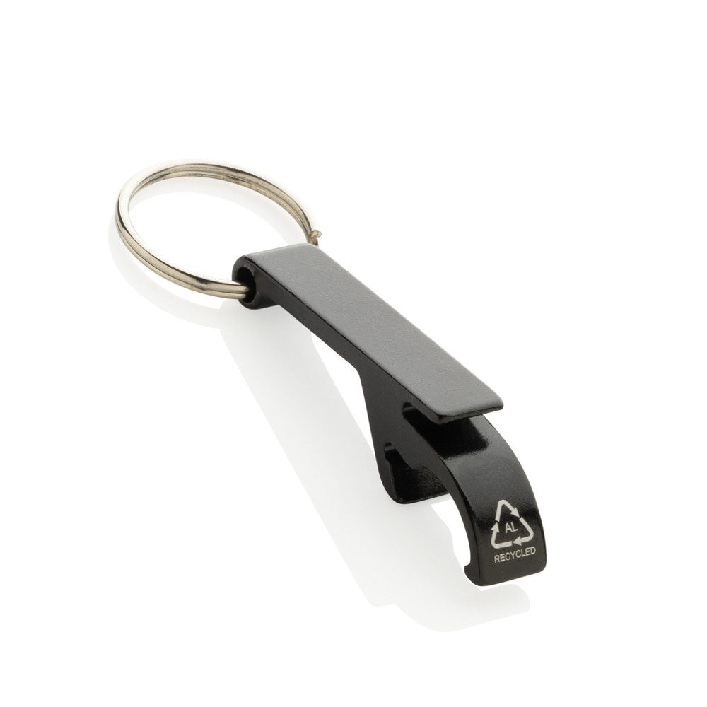 RCS fles- en blikopener van gerecycled aluminium - zwart (± PMS Black)