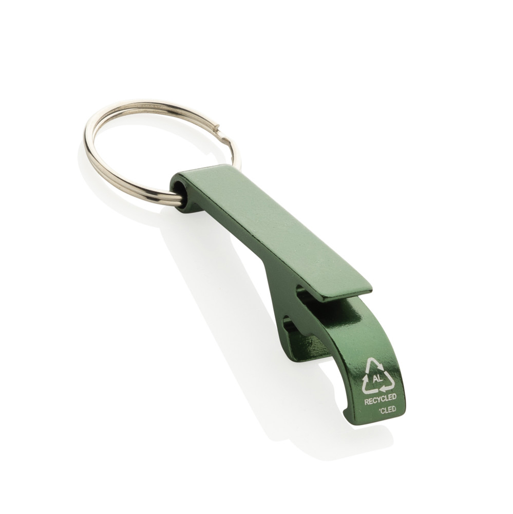 RCS fles- en blikopener van gerecycled aluminium - groen (± PMS 4203C)