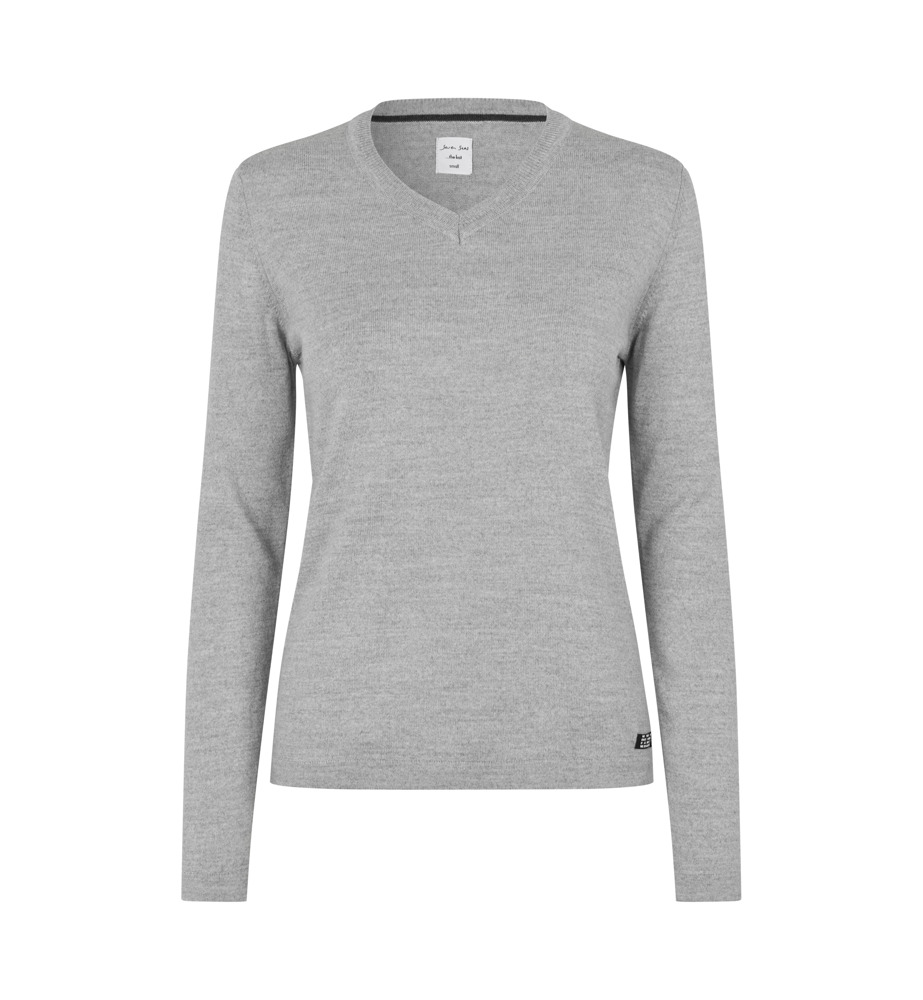 SEVEN SEAS The knit | v-neck | dames - Lichtgrijs gemêleerd (C-201)
