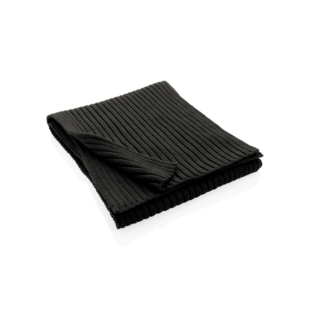 Impact AWARE™ Polylana® dubbel gebreide sjaal 180x25cm - zwart (± PMS Black)