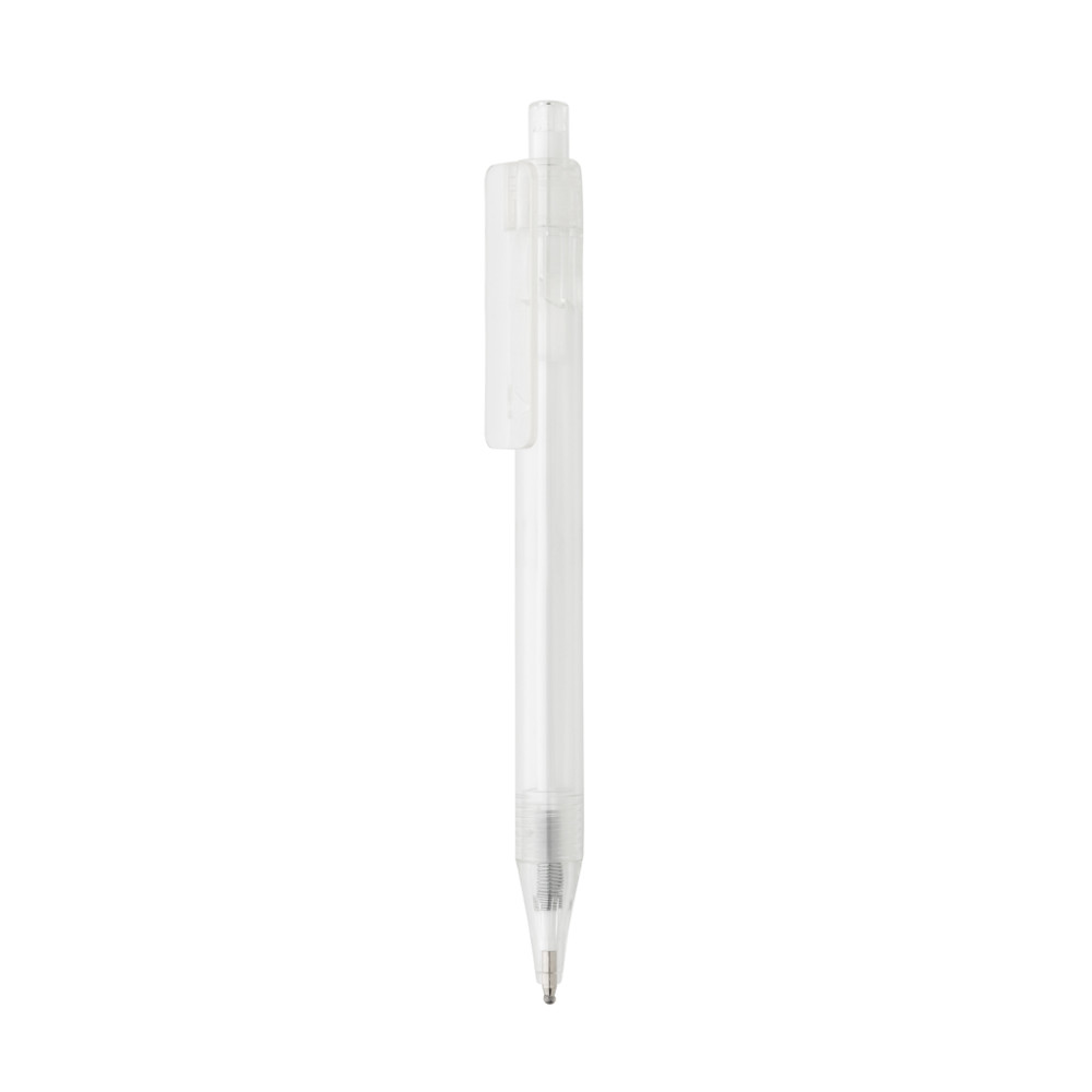 GRS RPET X8 transparante pen - wit (± PMS White)