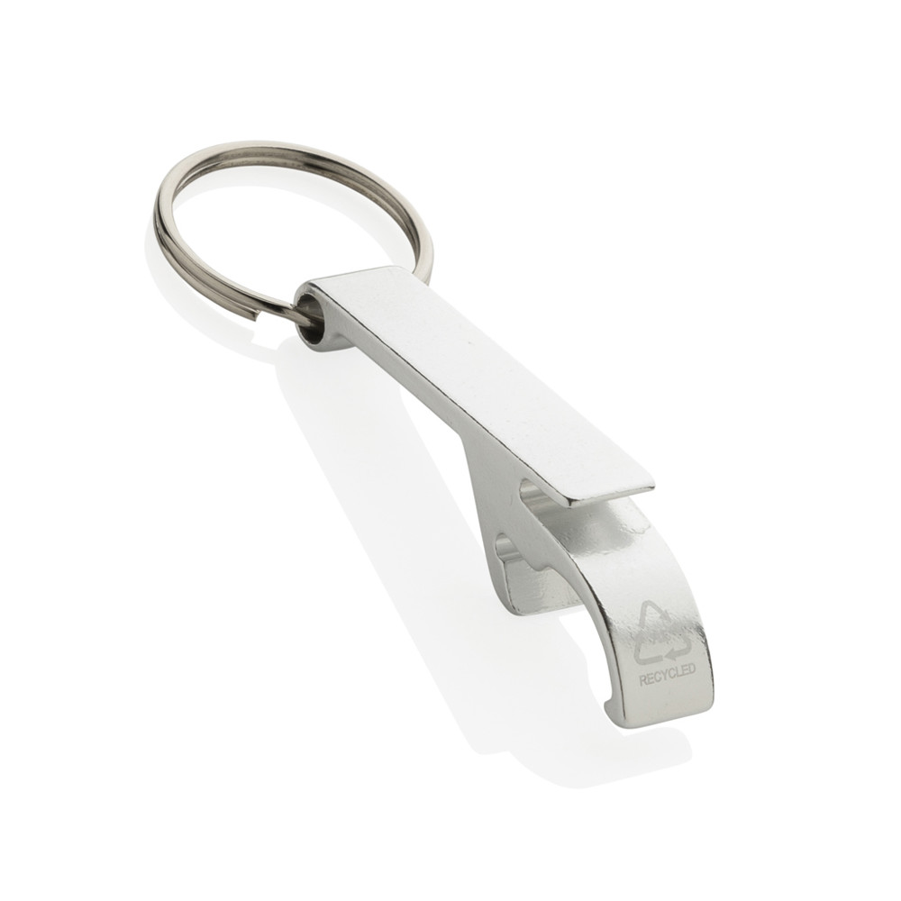 RCS fles- en blikopener van gerecycled aluminium - zilver (± PMS 428)