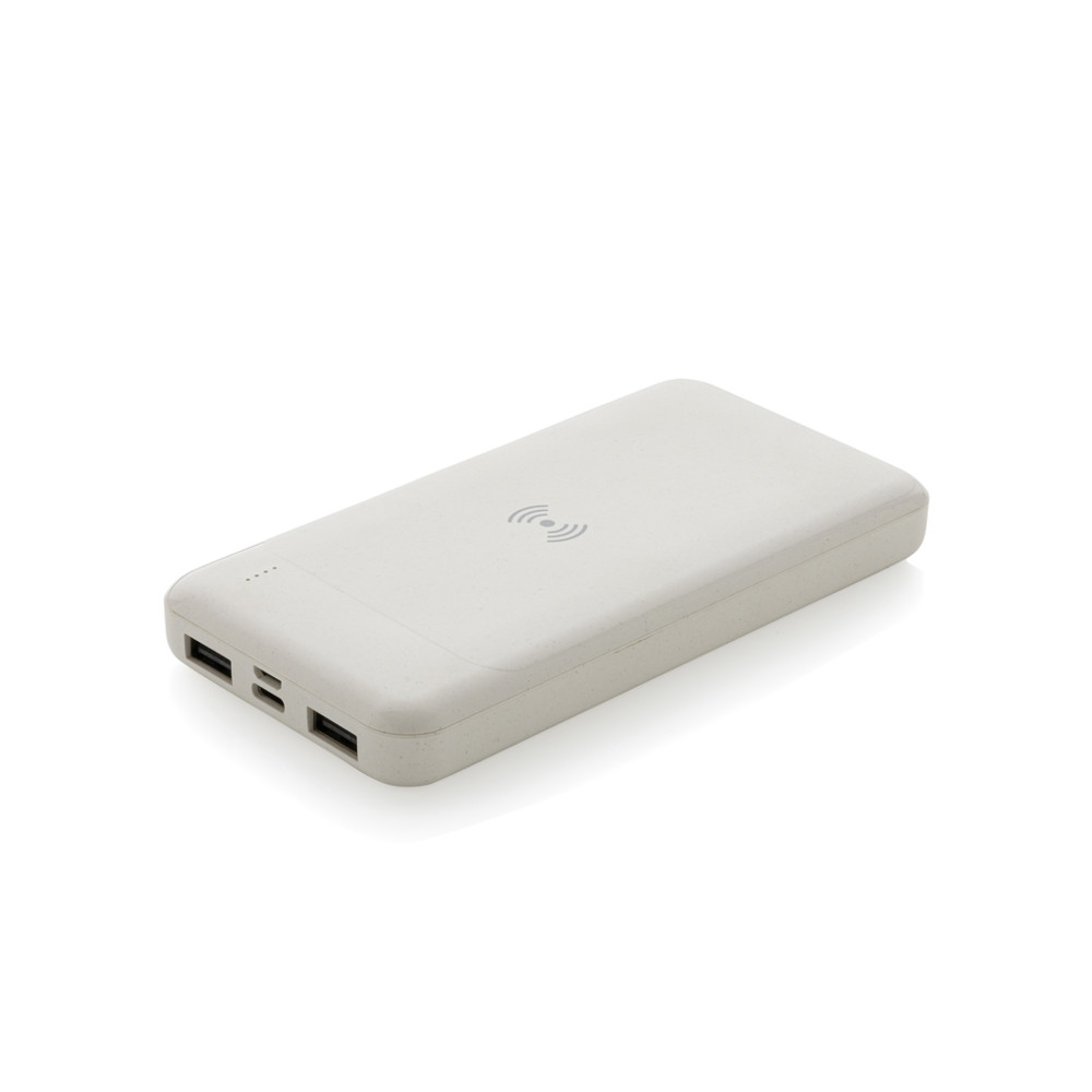 RCS standaard recycled plastic wireless powerbank - wit (± PMS White)