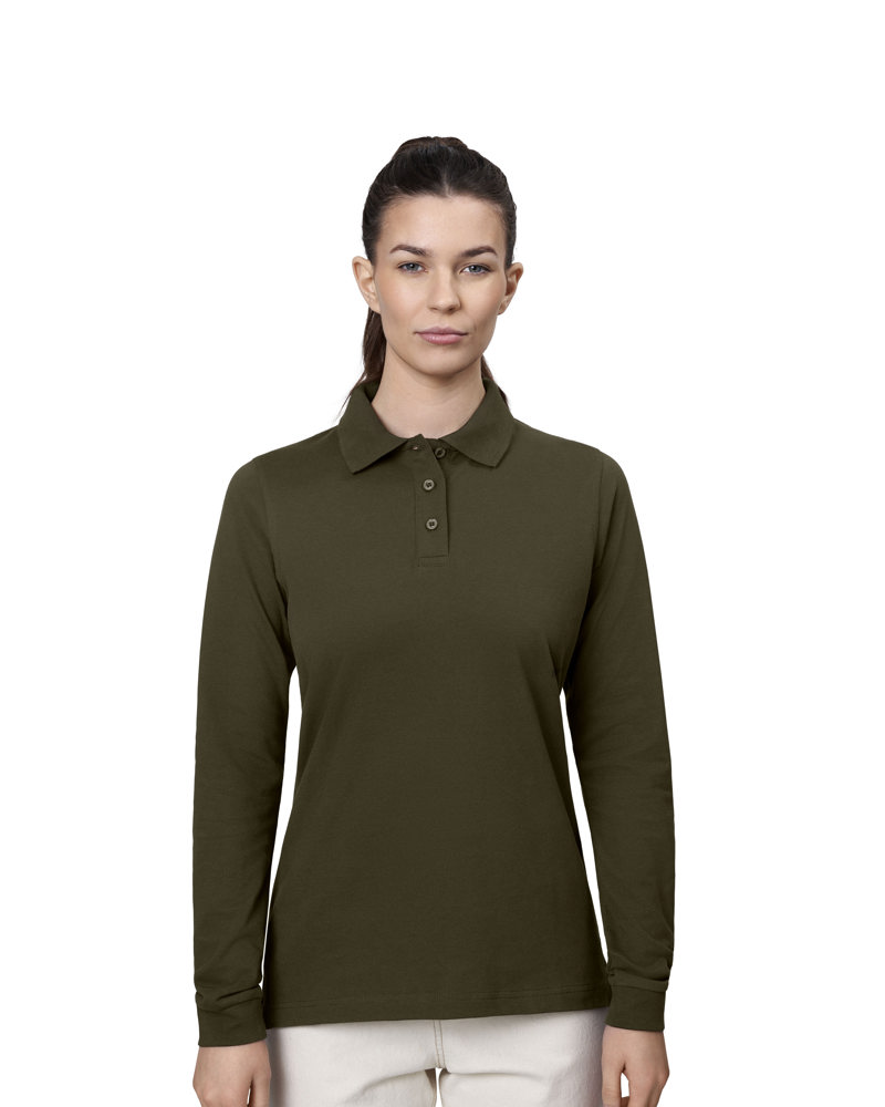 Poloshirt met lange mouw | stretch | dames