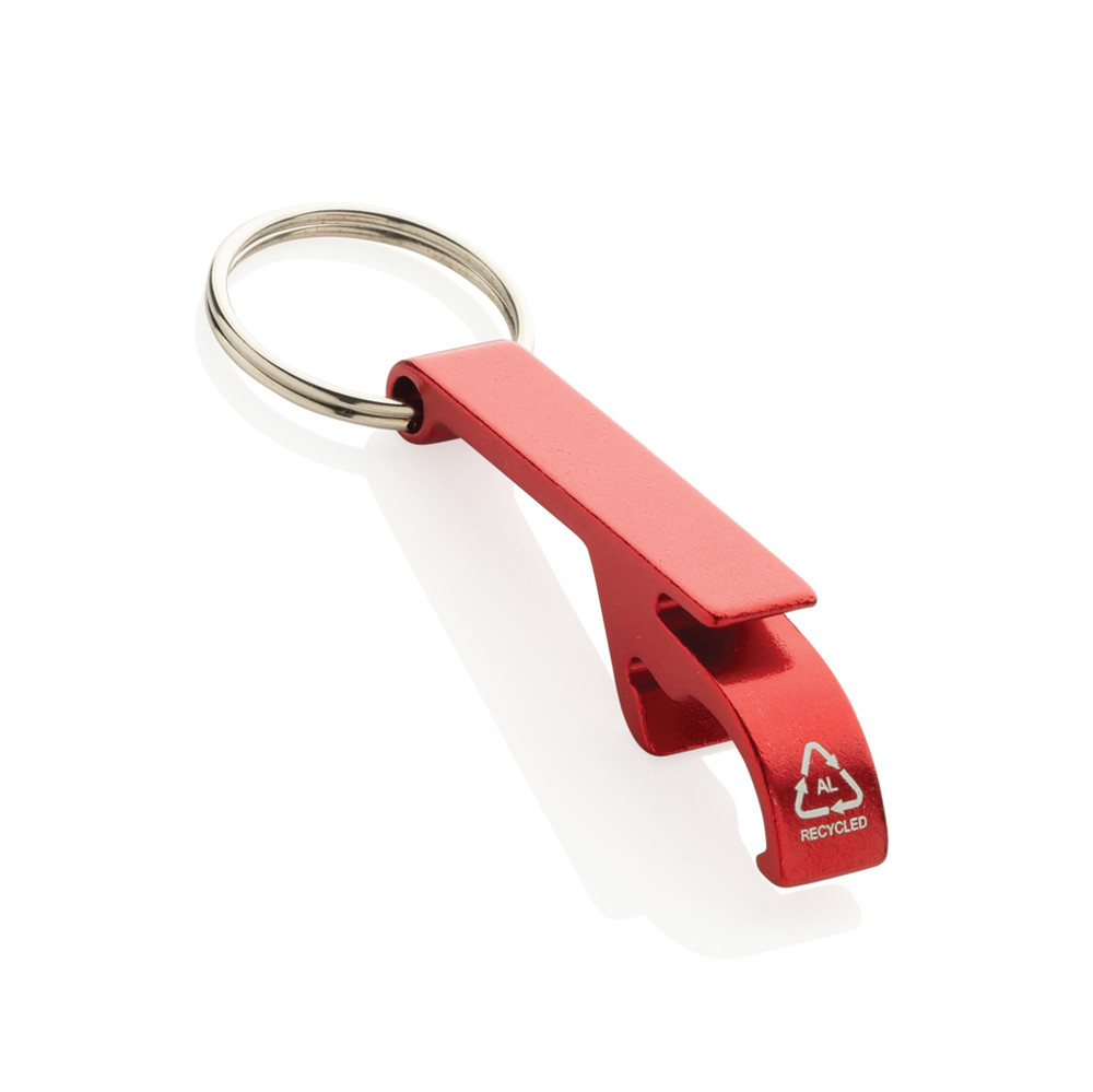 RCS fles- en blikopener van gerecycled aluminium - rood (± PMS 193)