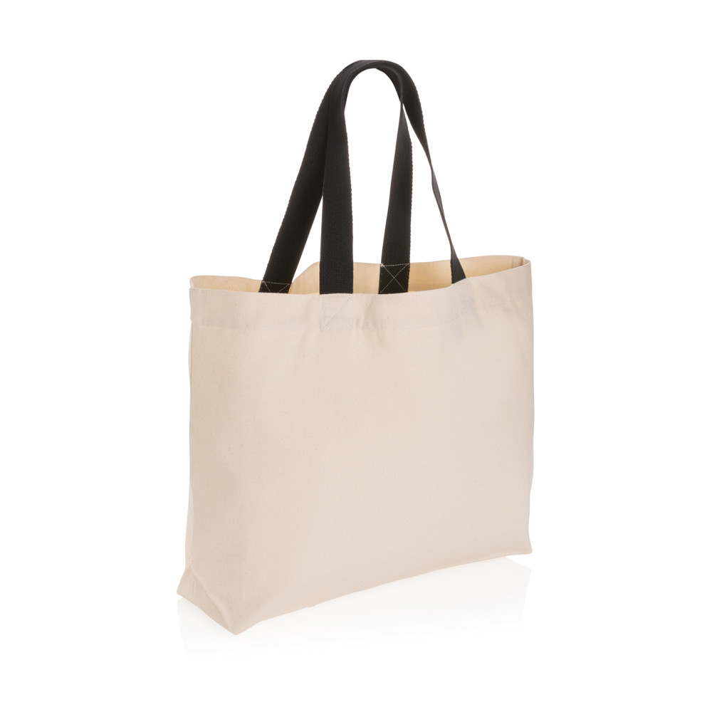 Impact Aware™ recycled canvas XL draagtas 240gsm ongeverfd - gebroken wit (± PMS Natural)