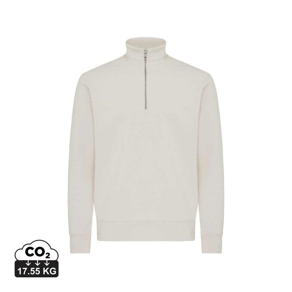 IQONIQ Elgon gerecycled katoen sweater met kwartritssluiting